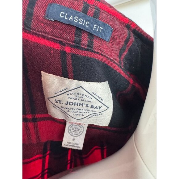 Mens Red & Black Plaid Button-Up Shirt By St. Johns Bay M - Picture 10 of 16